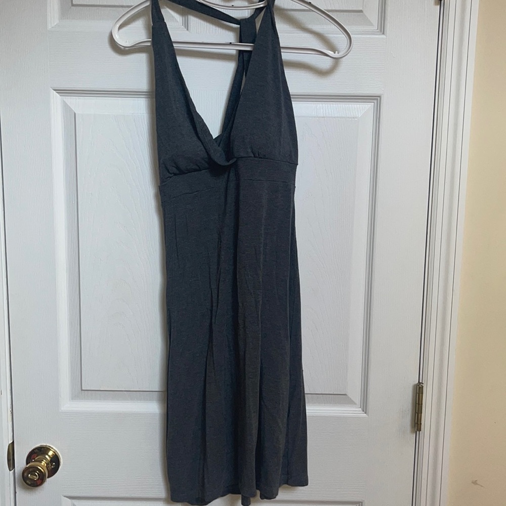 Dakini gray medium cris cross stretch tank dress